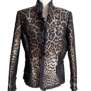 Dana Buchman Silk Leopard Jacket Blazer Size 10 Petite